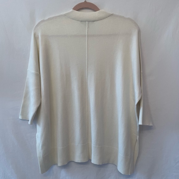 Ann Taylor Size Small White V-Neck Sweater with Overlap Neckline - Picture 2 of 5